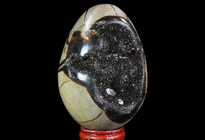 Septarian Dragon Egg Geode - Black Crystals #71889